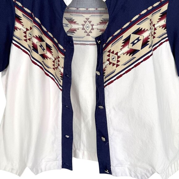 Vintage Cumberland Outfitters Womens M Aztec Western Show Shirt Short Sleeve - Picture 9 of 16